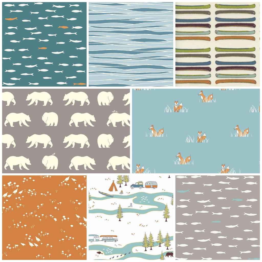 Camp Sur Big Sur Feather River Fat Quarter Birch Organic Fabrics Camping Outdoors Hiking Woodland Forest Out of Print oop Hard to Find HTF