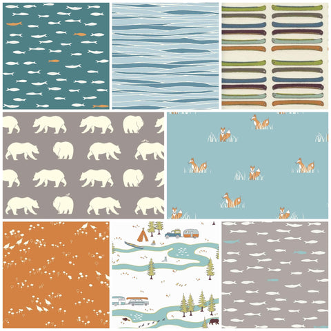 Camp Sur Big Sur Feather River Fat Quarter Birch Organic Fabrics Camping Outdoors Hiking Woodland Forest Out of Print oop Hard to Find HTF