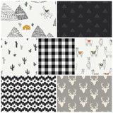Black and White Fabric Bundle Fat Quarter Half Cuts Art Gallery Fabrics Set Pacha Llama Aztec Tribal Cactus Mountains Boy or Girl AGF Studio