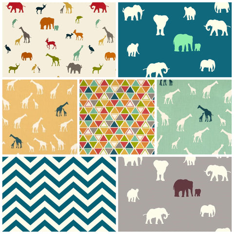 Serengeti Bundle Birch Organic Fabrics Safari Animals The Tribe Africa Fat Quarter Set Group Elephants Out of Print oop Hard to Find HTF