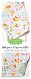ABC Quilt Kit, Get Your Cray-On Alphabet Baby Newborn Boy or Girl Animals Letters Sewing Project Includes Panel Top Backing Binding Quick