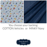 Cotton or minky backing option, binding stripes, and all materials required for the City Streets playmat blanket.