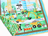 Bold & fun construction panel quilt kit with diggers and trucks, ideal for toddlers or nursery décor.