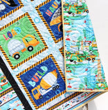 Truck Quilt Kit – Little Builder Baby Blanket Panel Kit – Digger & Dump Truck Fabric – Easy DIY Nursery Quilt for Boys or Toddlers