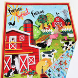 Handmade farm animal quilt embroidered with child’s name or initials, plush binding and high-quality cotton backing.