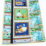 Truck Quilt Kit – Little Builder Baby Blanket Panel Kit – Digger & Dump Truck Fabric – Easy DIY Nursery Quilt for Boys or Toddlers