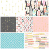 Arrow Flight Bundle Michael Miller Fabrics Gold Metallic Aztec Blush Grey Aqua Feathers AGF Art Gallery Set Fat Quarter Half Yard Groups