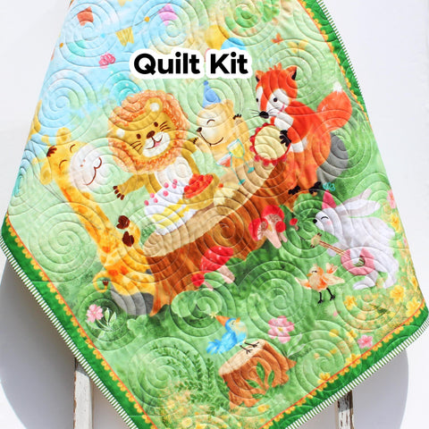 It’s a Party with Animals Quilt Kit – Baby Quilt Sewing Kit – DIY Jungle Animal Blanket – Beginner Friendly Kids Quilt Project