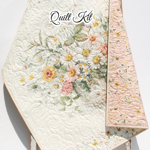 Floral Baby Quilt Kit – DIY Sewing Kit for Beginners – Cottagecore Flower Blanket Project – Handmade Nursery Quilt Baby Shower Gift