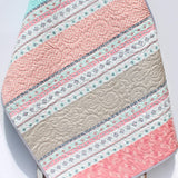 Handmade Stripe Quilt – Personalized Baby Girl Quilt – Pink, Mint & Taupe Modern Nursery Blanket – Custom Name Quilt Gift