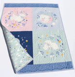 Nursery quilt kit with twinkle little star design in blue, pink, and soft neutral tones