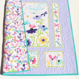 Modern butterfly baby quilt kit with pastel colors