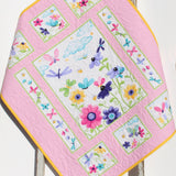 Custom embroidered baby blanket handmade with lilac fabrics and butterfly design