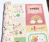 Pink & green baby blanket quilt with soft pastel nursery tones