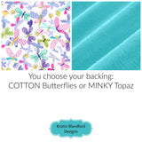 Baby quilt panel kit featuring butterflies and soft pastel pink colors