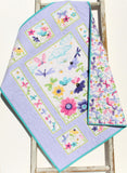 Custom name butterfly baby quilt in soft lilac nursery colors