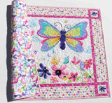 Custom embroidered baby play mat featuring butterflies and floral design
