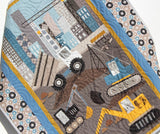 modern construction quilt kit with excavators bulldozers and trucks ideal for baby shower gift or nursery bedding handmade style by Kristin Blandford Designs