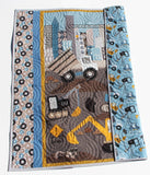 construction truck quilt kit for baby boy nursery with coordinated fabrics and pattern included designed by Kristin Blandford Designs