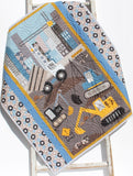 baby shower gift idea construction quilt kit with trucks and modern fabrics for nursery bedding and keepsake quilt