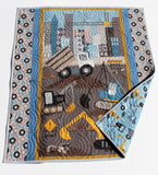 baby boy quilt kit with construction trucks and modern fabric bundle designed for easy sewing and beginner quilting success