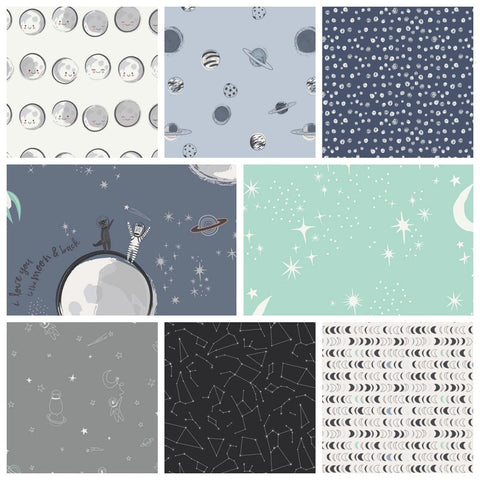 Stargazer Fat Quarter Half Yard and Yards Art Gallery Fabrics Space Planets Science Moons Astronomy Spaceships Child Childrens Baby Boy