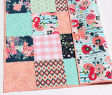 Kristin Blandford Designs Quilt Kits Floral Nursery Crib Blanket DIY Do It Yourself Project Art Gallery Fabrics Twin Bed Throw Pink Mint Coral Navy Blue Aztec Newborn