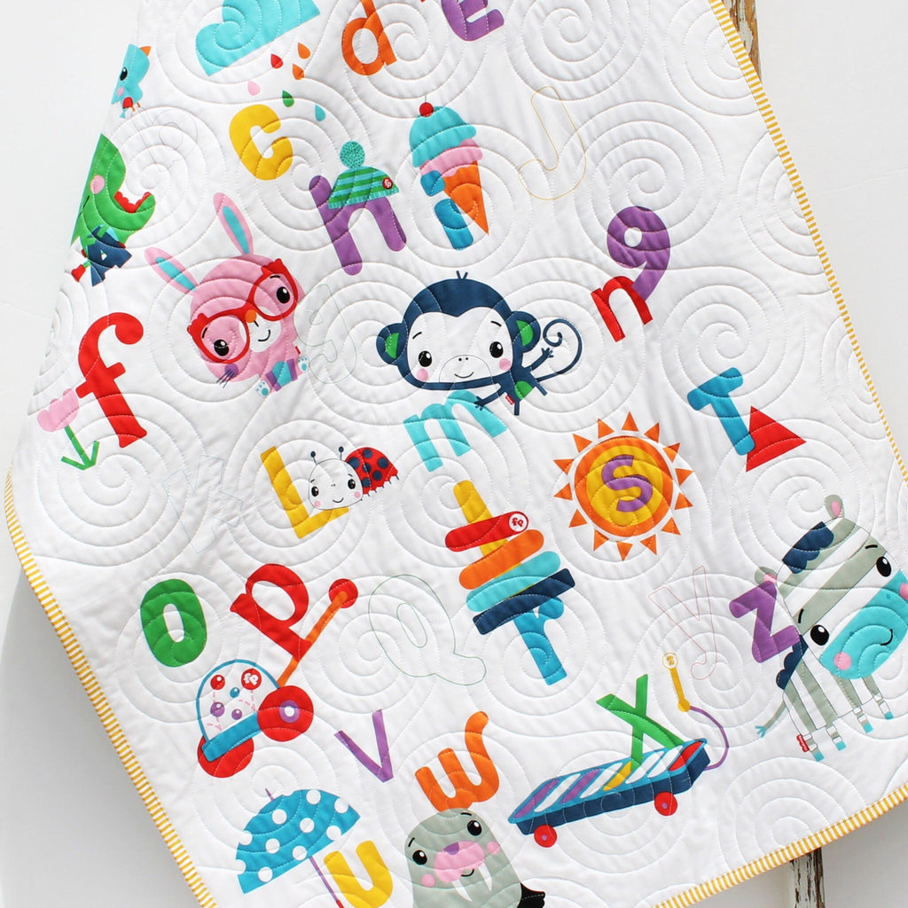 Alphabet Baby Quilt Letter ABCs Baby Gift Crib Blankets Newborn Nursery Bedding Boy Girl Gender Neutral Personalized Name Colorful Gift