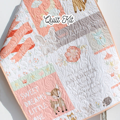 Baby Quilt Kit Bedding Panel Quick Beginner Project Fabrics Bundle Set Baby Nursery Bedding DIY It's a Girl Riley Blake Fabrics Animals