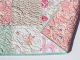 Quilt Kit Floral Nursery Crib Blanket DIY Do It Yourself Project Art Gallery Fabrics Twin Throw Coral Pink Cherry Blossom Plaid Mint Newborn