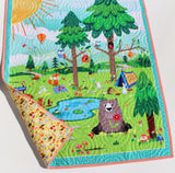 Quilt, Woodland Baby Quilt, Nursery Decor, Happy Camper, Nature Outdoors, Blankets, Forest Animals, Fox Deer Bear, Camping Tent Boy Girl