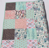 Quilt Kit Patchwork Girl Nursery Crib Blanket DIY Do It Yourself Project Art Gallery Fabrics Twin Throw Coral Pink Mint Aztec Gold Newborn