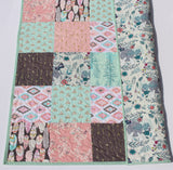 Quilt Kit Patchwork Girl Nursery Crib Blanket DIY Do It Yourself Project Art Gallery Fabrics Twin Throw Coral Pink Mint Aztec Gold Newborn