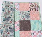 Quilt Kit Patchwork Girl Nursery Crib Blanket DIY Do It Yourself Project Art Gallery Fabrics Twin Throw Coral Pink Mint Aztec Gold Newborn