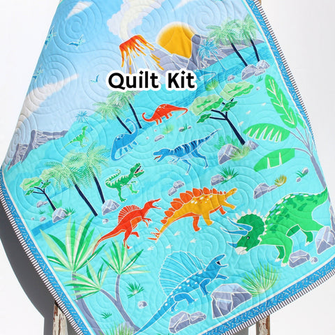 Dinosaur Quilt Kit Dino Panel Quick Easy Fun Beginner Project Fabrics Baby Boy Child Kid Crib Quilt Blue Green Orange Sewing Patterns Sale