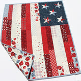 Kristin Blandford Designs American Dream Flag Quilt Kit, Faux Patchwork Riley Blake Fabrics Simple Easy Beginner Quilting Project Ideas Sewing USA Panel United States