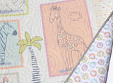 Kristin Blandford Designs Animal Quilt Nursery Decor Low Volume Safari Jungle Baby Bedding Colorful Boy or Girl Giraffe Zebra Elephant Personalize with Name for Sale