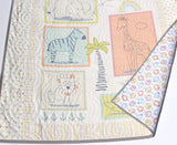 Kristin Blandford Designs Animal Quilt Nursery Decor Low Volume Safari Jungle Baby Bedding Colorful Boy or Girl Giraffe Zebra Elephant Personalize with Name for Sale