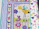 Kristin Blandford Designs Baby Gift, Bird Baby Quilt, Newborn Blanket, Purple Crib Bedding