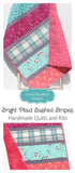 Kristin Blandford Designs Baby Quilt, Bright Plaid Floral Minky Blanket, Flower Crib Bedding, Aqua Turquoise Floral