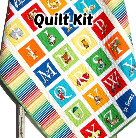 Kristin Blandford Designs Baby Quilt Kit ABC Dr Seuss Quilt Kit, Stripes Panel, Dr Seuss Blanket, Baby Project