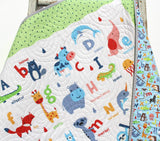 Kristin Blandford Designs Baby Quilt Kit Alphabet Quilt Kit, Noah's Ark Bedding, Animals Panel Beginner Kit DIY Project Easy Idea ABCs Pattern Educational Cotton Biblical Fabrics