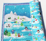 Kristin Blandford Designs Baby Quilt Kit Arctic Quilt Kit Polar Animals Whale Seal Polar Bear Fox Penguin Boy or Girl Baby Quilt Kit Aqua Blue Green Sewing DIY Winter Snow Panel