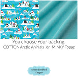 Kristin Blandford Designs Baby Quilt Kit Arctic Quilt Kit Polar Animals Whale Seal Polar Bear Fox Penguin Boy or Girl Baby Quilt Kit Aqua Blue Green Sewing DIY Winter Snow Panel