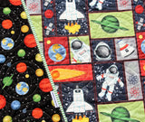 Kristin Blandford Designs Baby Quilt Kit Astronaunt Quilt Kit Space Baby Blanket Panel Quick Easy Boy Baby Bedding Quilting Project DIY Sewing Rockets Sun Moon Science