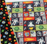 Kristin Blandford Designs Baby Quilt Kit Astronaunt Quilt Kit Space Baby Blanket Panel Quick Easy Boy Baby Bedding Quilting Project DIY Sewing Rockets Sun Moon Science