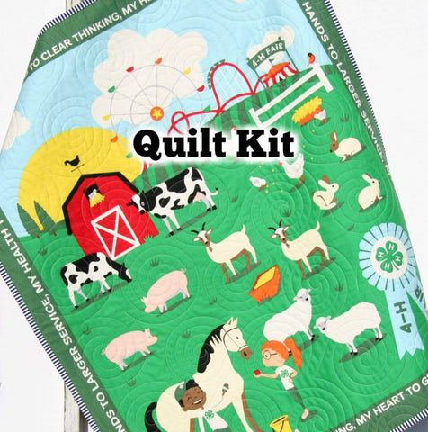 Kristin Blandford Designs Baby Quilt Kit At the Fair Quilt Kit, Panel Quick Easy Fun, Beginner Project, Quilting Fabrics, Baby Nursery Farm Bedding Cow Horse Pig Barn Animals Sheep