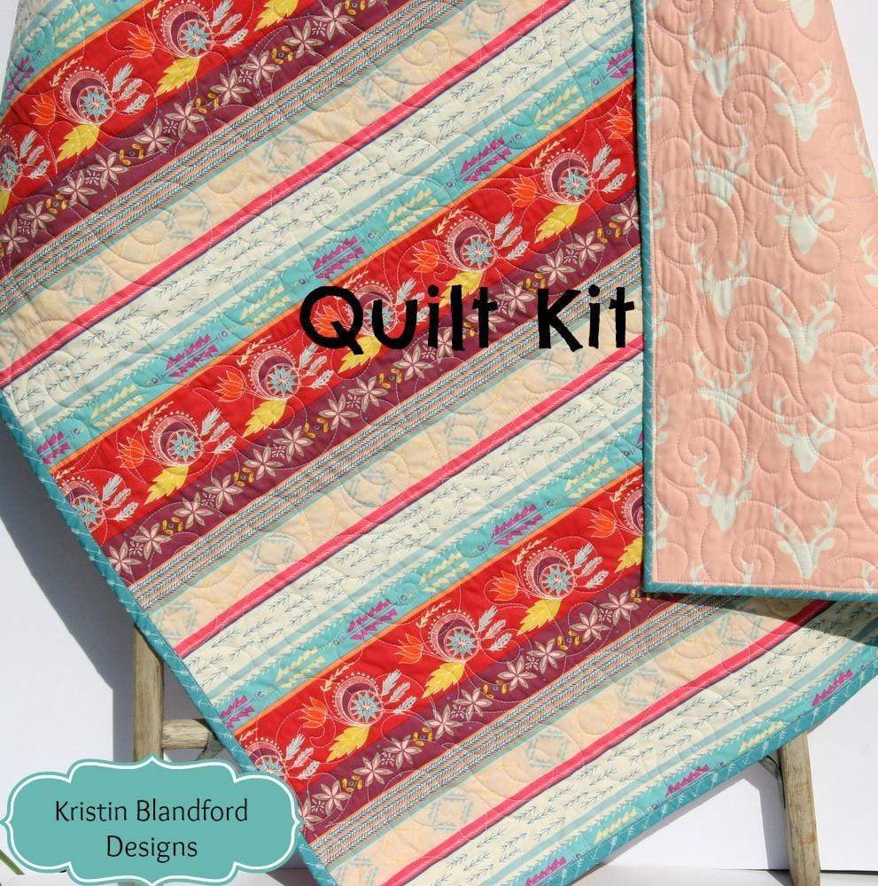 Aztec Deer Quilt Kit, Girl Tribal Baby Bedding Blanket Project