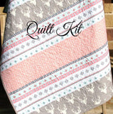 Aztec Girl Quilt Kit, Deer Woodland Coral Buck Antlers, Baby Girl Nursery DIY Project Kit