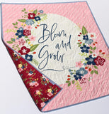 Kristin Blandford Designs Baby Quilt Kit Baby Girl Panel Quilt Kit, Bloom and Grow Riley Blake Fabrics, Simple Easy Beginner Quilting Project Ideas Sewing Maroon Pink Stripe Navy